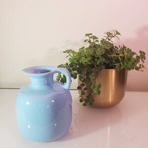 FRANKOMA POTTERY Vintage Teal Pitcher Collectible c. 1980's Stamped  & #833 EUC